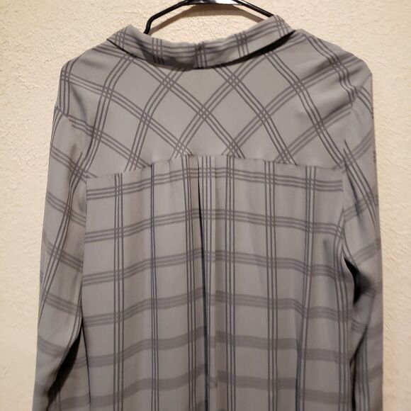 Eileen Fisher Plaid Silk Georgette Crepe ASH Shirt Dress Tunic size Medium - Picture 9 of 12